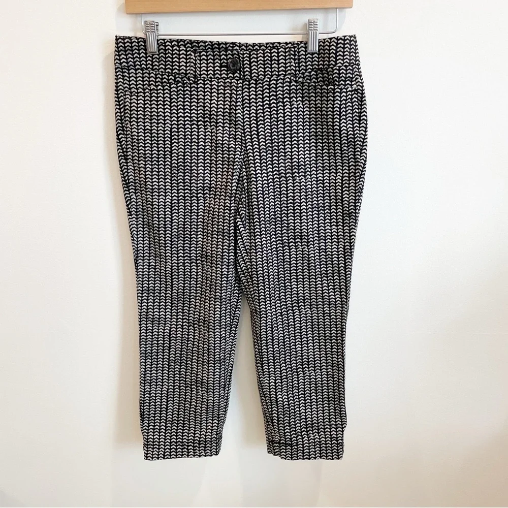 Ann Taylor Loft Black Patterned Original Crop Pants Bottoms